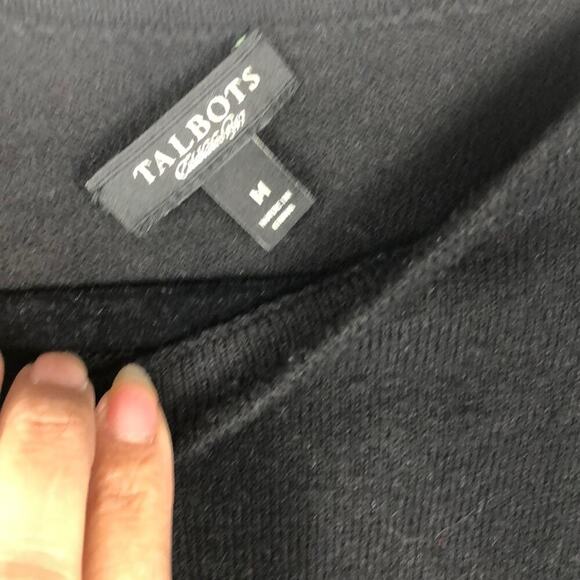 Talbots black lambs wool blend sweater sz medium minimalist neutral classic chic - Picture 3 of 4